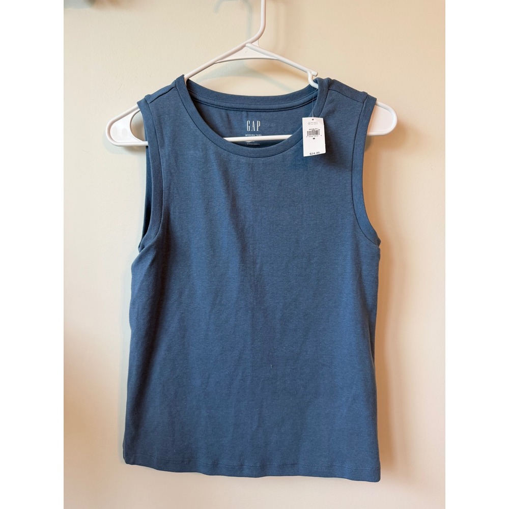 Gap Modern Tank Top Blue Sleeveless Crew Neck Cotton Blend 540735-06-1 Medium